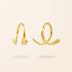 10K Gold Spiral Huggie Earrings