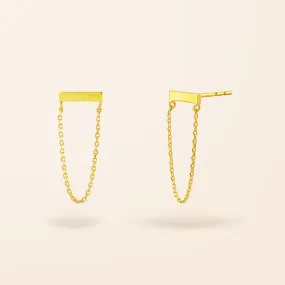 14K Gold Bar Chain Earrings