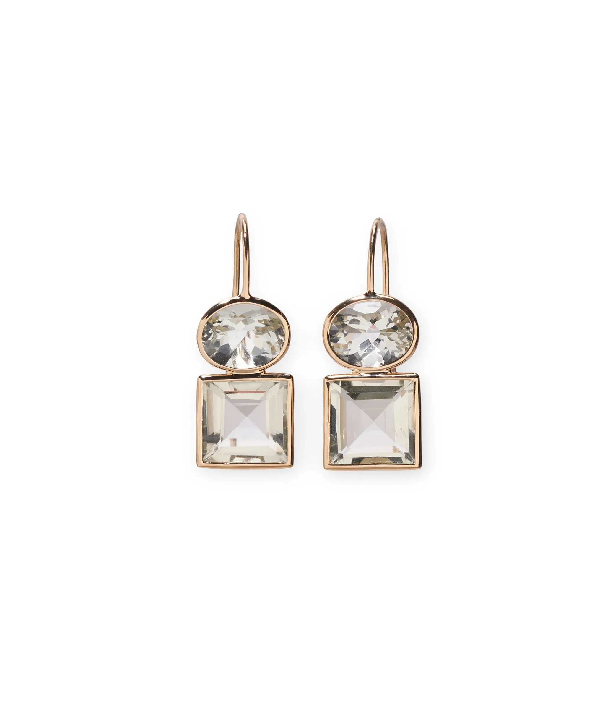 14k Gold Duo Earrings in Green Amethyst