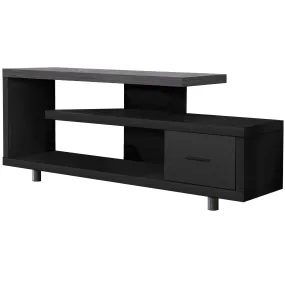 15.75" X 60" X 24" Black Grey Particle Board Hollow Core Metal TV Stand With A Drawer By Homeroots