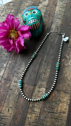 16" Kingman and 4mm Navajo Pearl Necklace