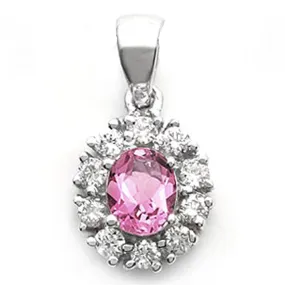 18k White Gold Pink Sapphire and Diamond Flower Pendant