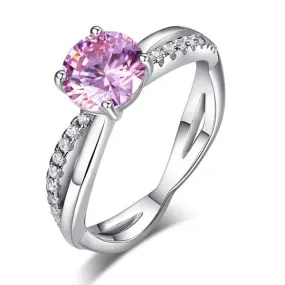 925 Sterling Silver Wedding Promise Anniversary Ring 1.25 Ct Fancy Pink Created Zirconia MXFR8248