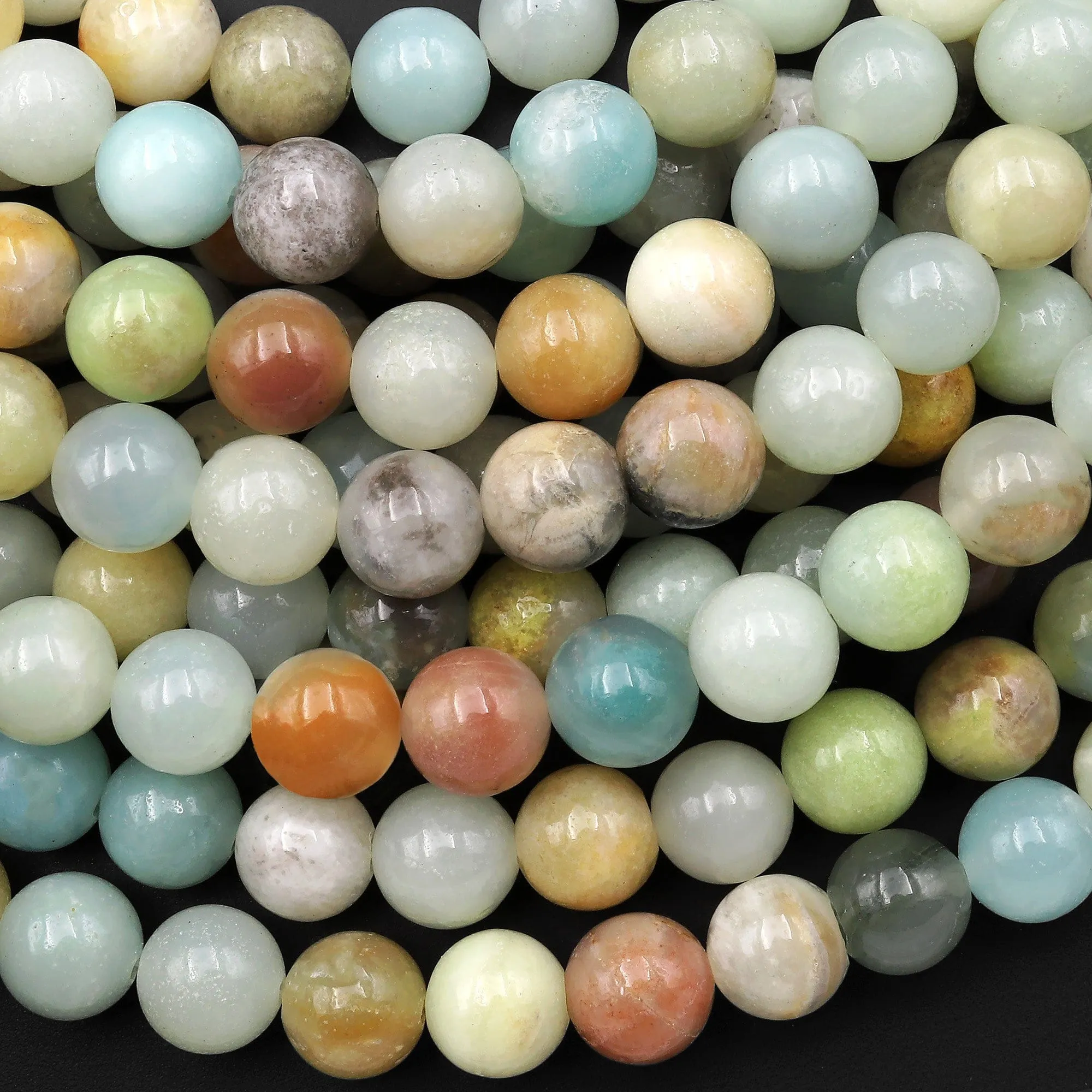 A Grade Natural Multicolor Amazonite Round Beads 4mm 6mm 8mm 10mm 15.5" Strand