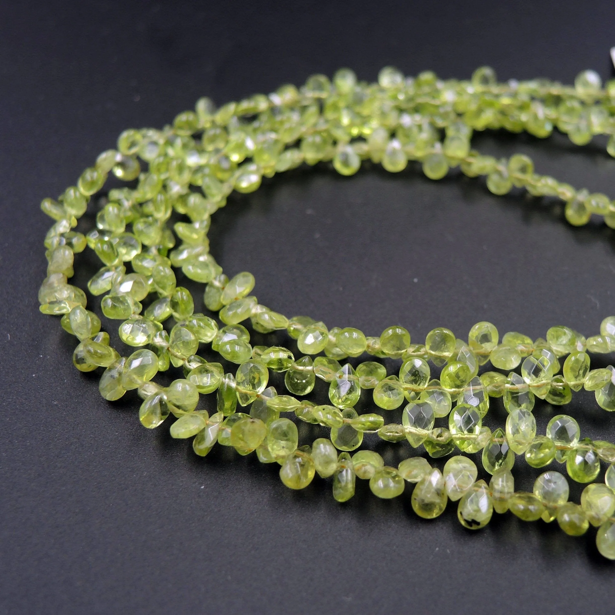 A  Grade Natural Peridot Faceted Small Teardrop Pear Beads 6mm 7mm Gemmy Sparkling Real Genuine Green Gemstone Earring Beads 16" Strand