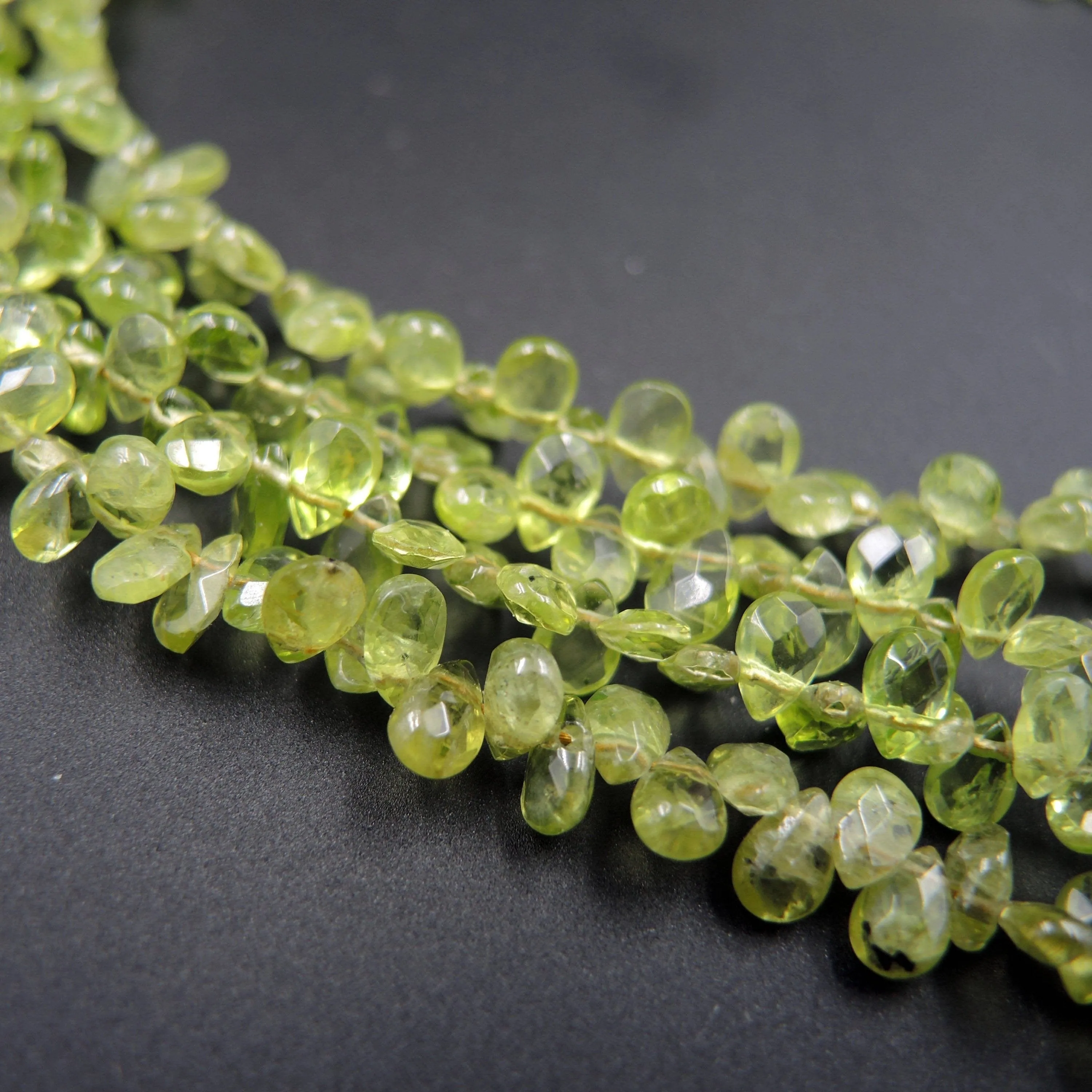 A  Grade Natural Peridot Faceted Small Teardrop Pear Beads 6mm 7mm Gemmy Sparkling Real Genuine Green Gemstone Earring Beads 16" Strand