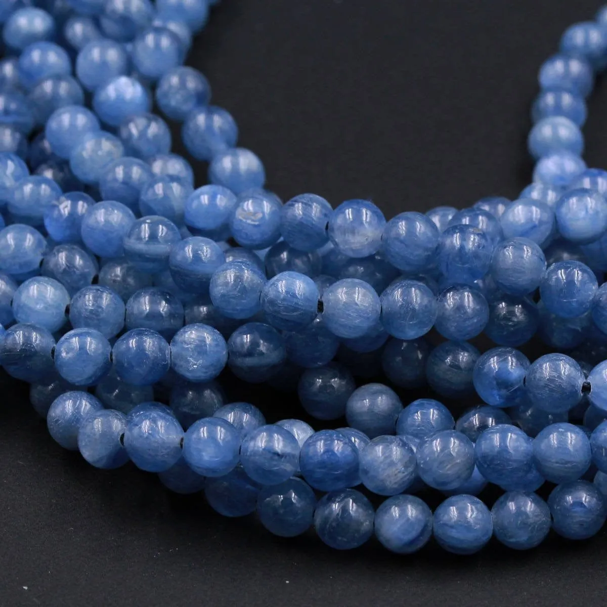 AA Natural Blue Kyanite 4mm 5mm 6mm 7mm 8mm 9mm Round Beads Real Genuine Kyanite Gemstone Plain Smooth Round Beads 16" Strand