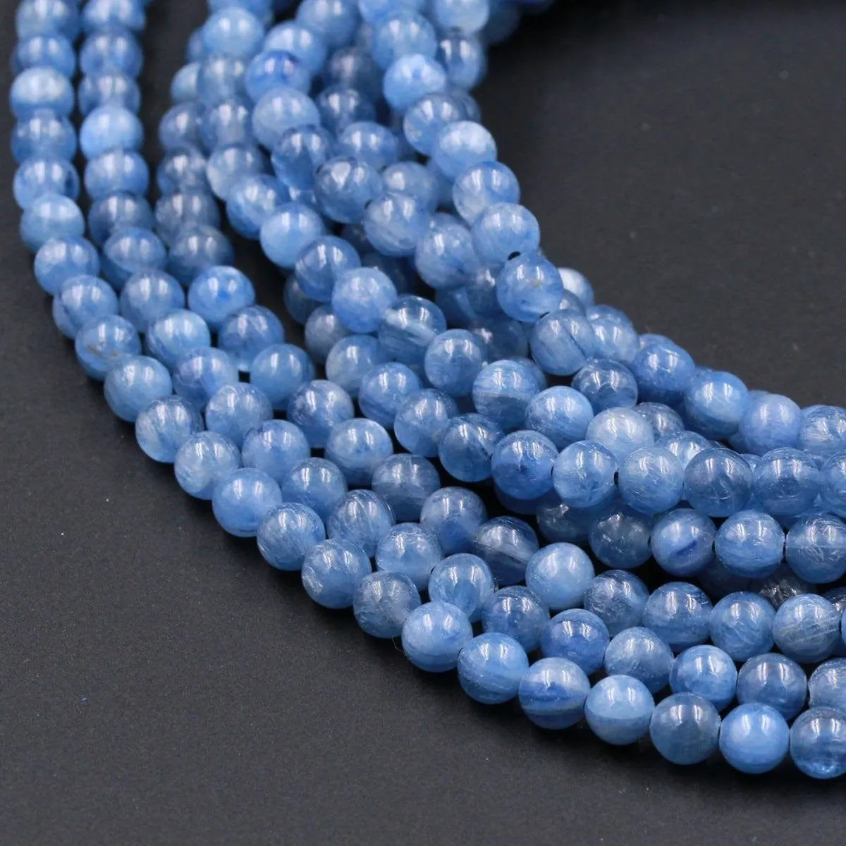 AA Natural Blue Kyanite 4mm 5mm 6mm 7mm 8mm 9mm Round Beads Real Genuine Kyanite Gemstone Plain Smooth Round Beads 16" Strand