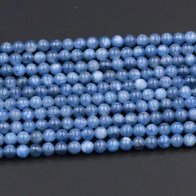 AA Natural Blue Kyanite 4mm 5mm 6mm 7mm 8mm 9mm Round Beads Real Genuine Kyanite Gemstone Plain Smooth Round Beads 16" Strand