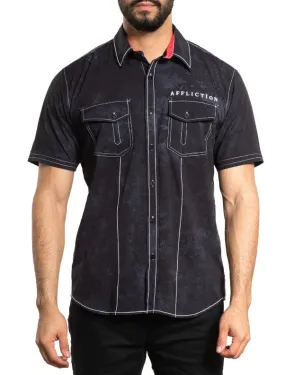 Affliction Men's Ancient Roots Short Sleeve Woven Shirt - Black