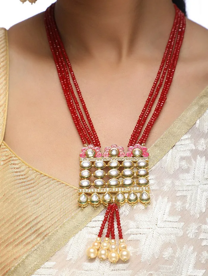 Alloy Necklace and Earrings Set in Red