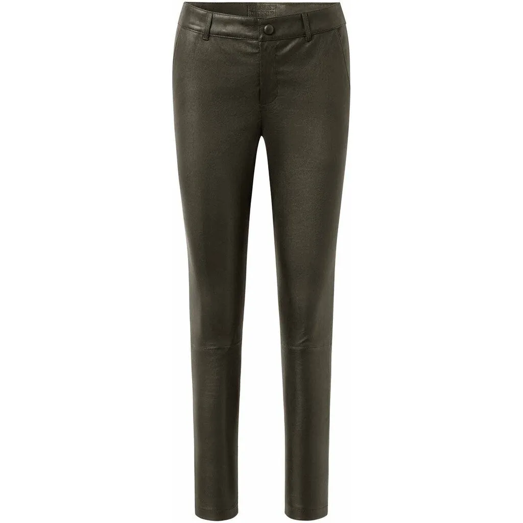 Amelia RW stretch chino leather pant 7/8 length / 14254 - Dusty taupe