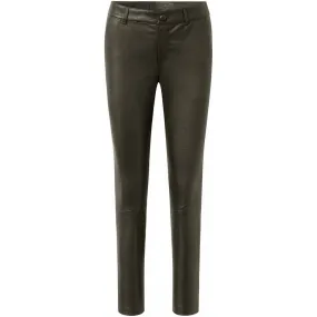 Amelia RW stretch chino leather pant 7/8 length / 14254 - Dusty taupe