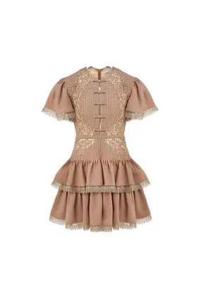 Aurora Layered Flutter Sleeved Polycotton Mini Dress