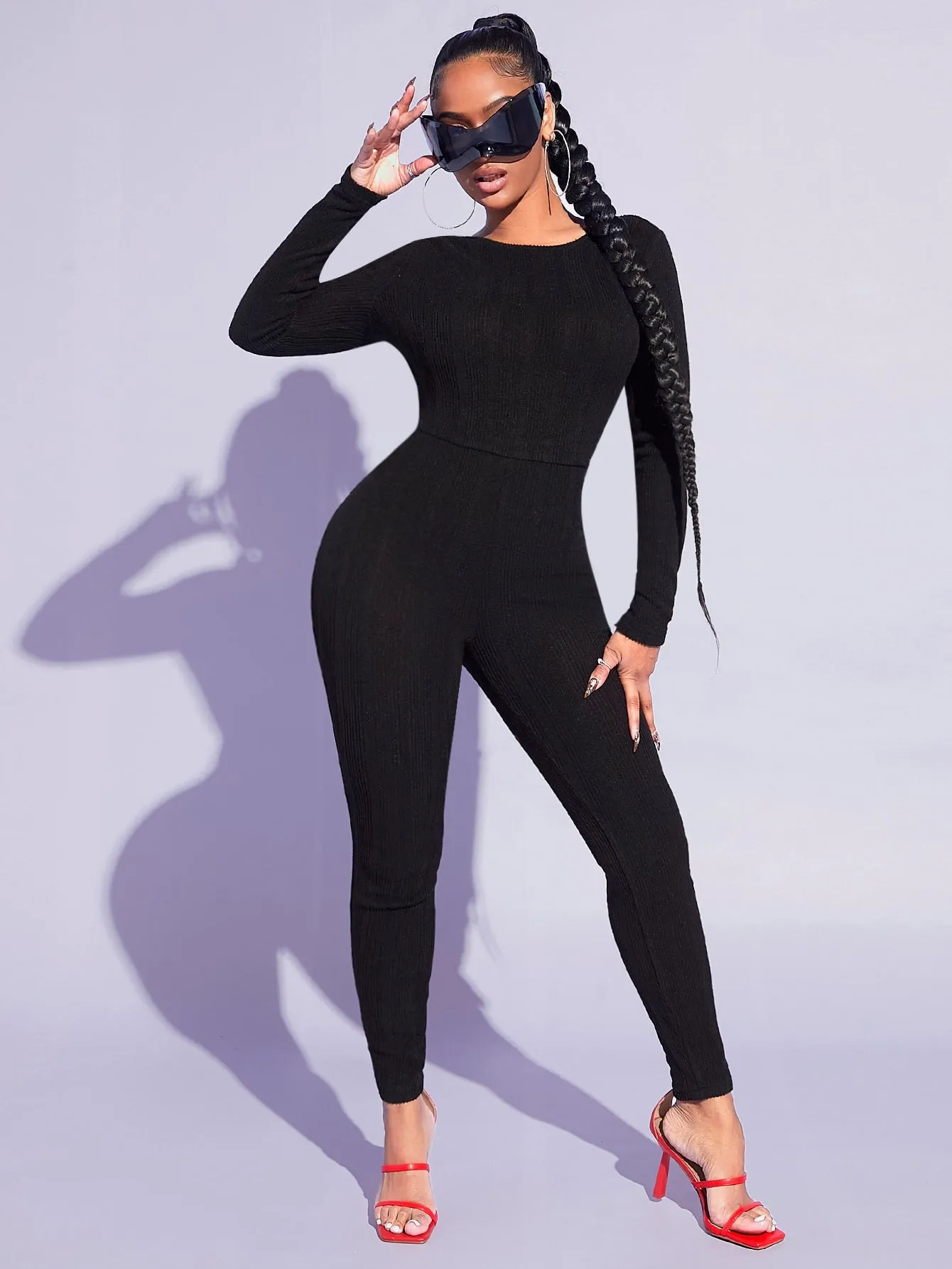 Backless Long Sleeve Jumpsuit