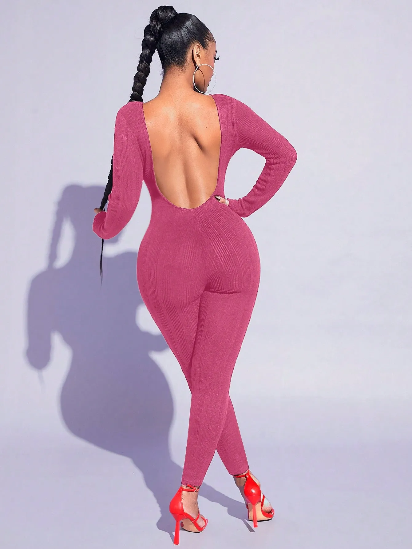 Backless Long Sleeve Jumpsuit