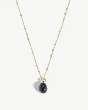 Baroque Pearl Chain Necklace | 18ct Gold Plated Vermeil/Grey Pearl