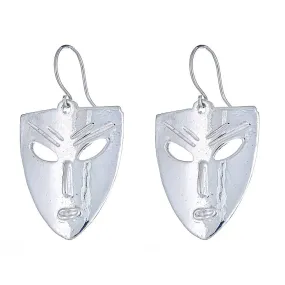 Better Jewelry Solid .925 Sterling Silver African Mask Earrings (Made in USA)