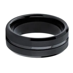 Black Tungsten & Beveled Centre Ring (8mm)