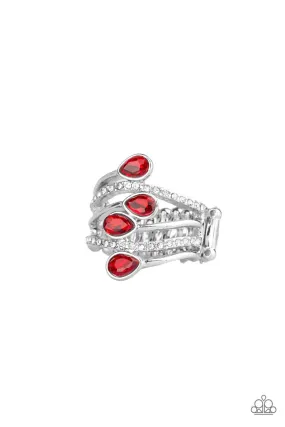 Bling Dream Red and White Rhinestone Ring - Paparazzi Accessories