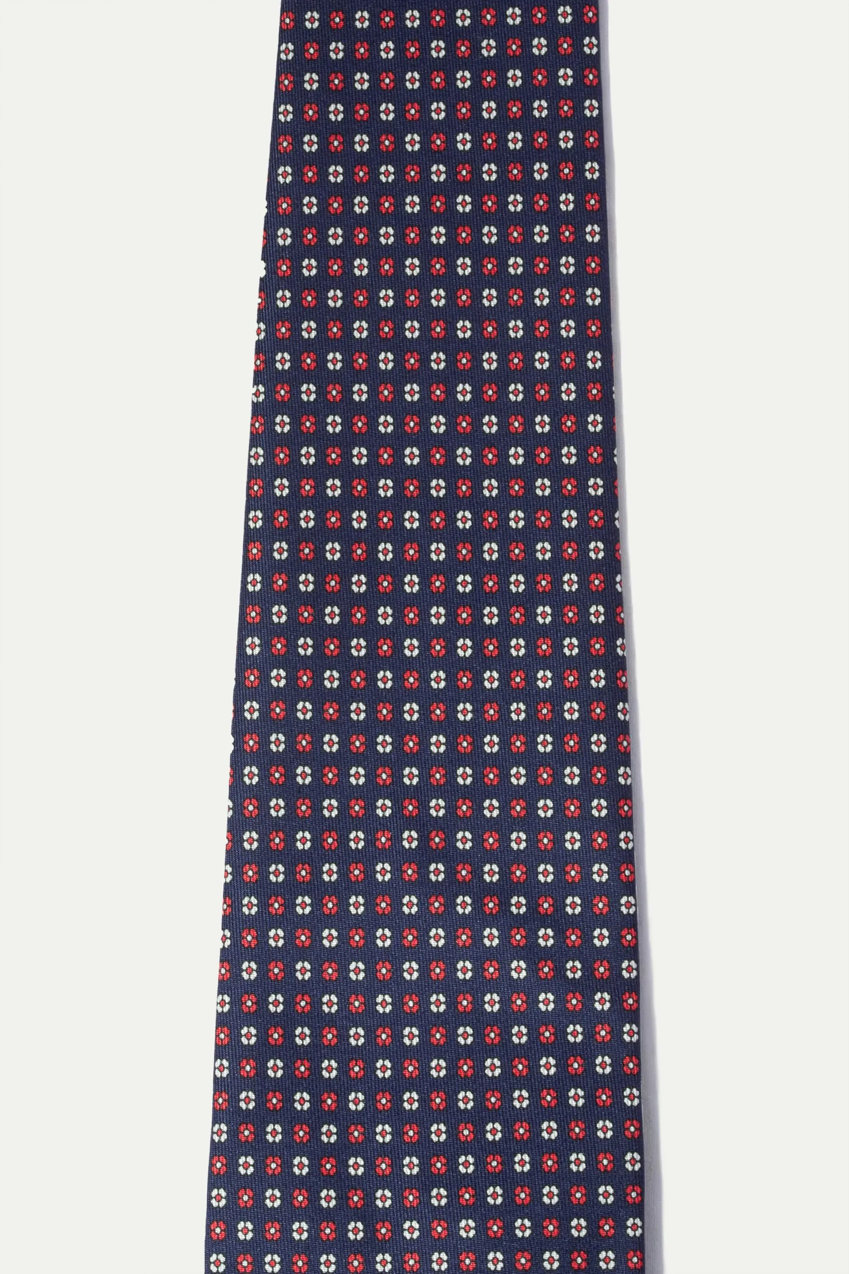 Blue micro fancy silk tie - Made In Italy