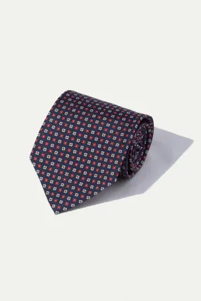 Blue micro fancy silk tie - Made In Italy