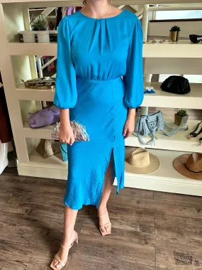 Blue Midi Sleeved Dress