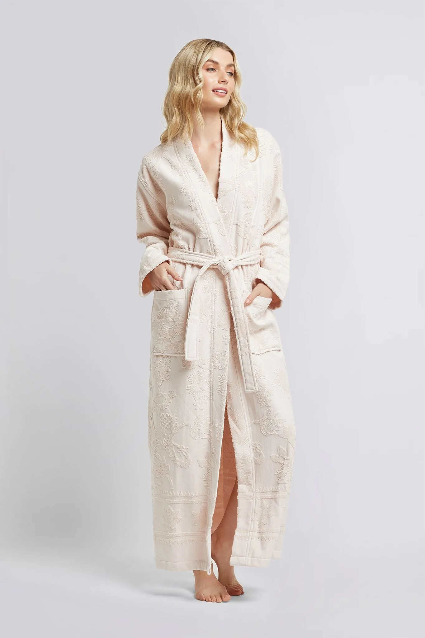 Bondi Towelling Robe - Blush