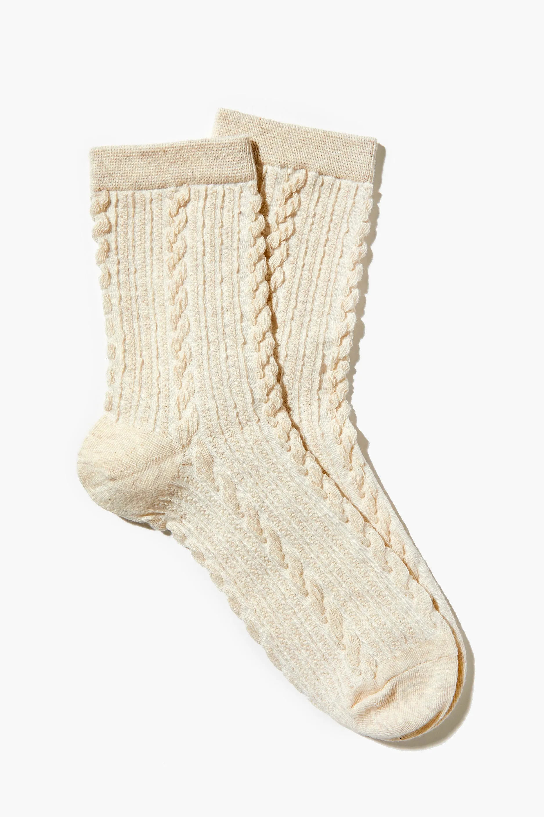 Cable Knit Crew Socks