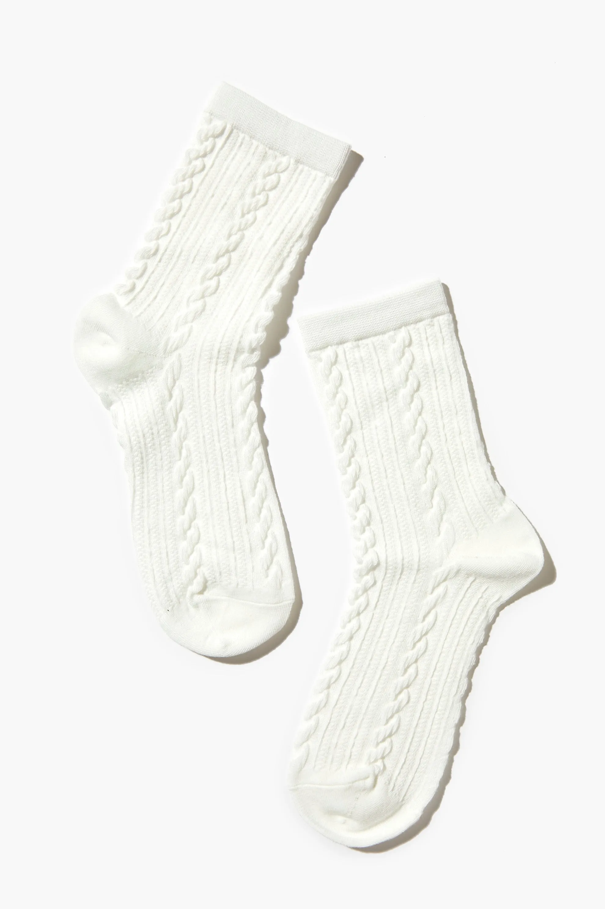 Cable Knit Crew Socks