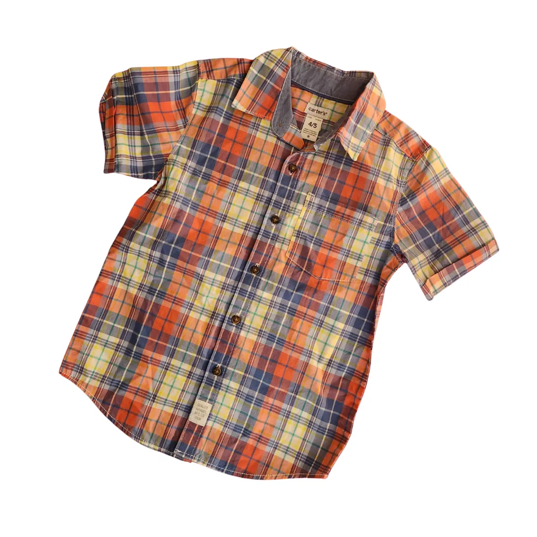 Carter's Checked Short-sleeves Collared Shirt (4 - 5 years) | Brand New |