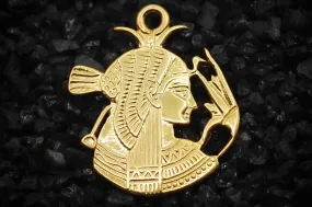 Cleopatra Queen of Ancient Egypt Side Profile Charm | Solid 14K Gold | Jewelry Making Pendant