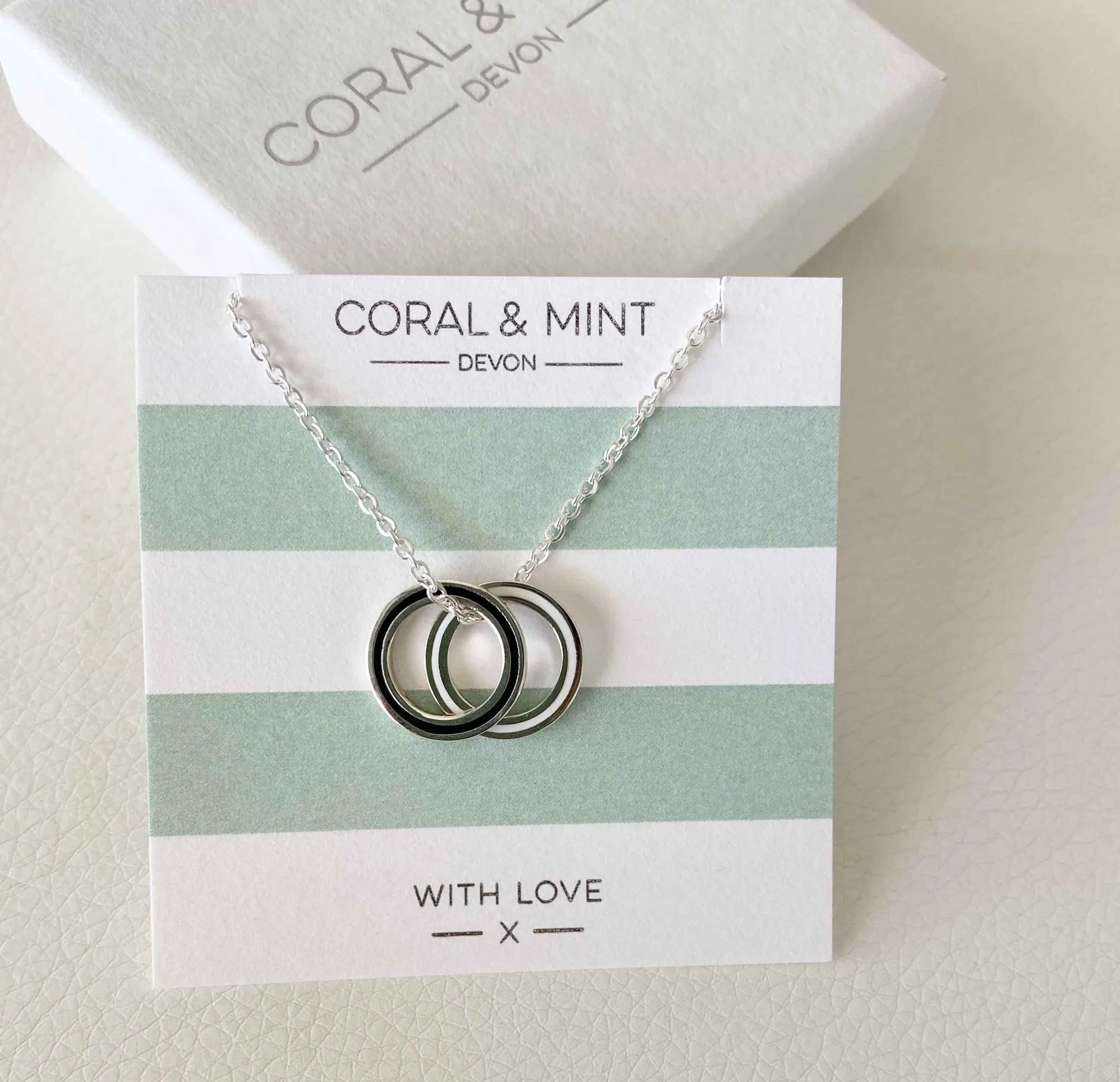 Coral And Mint Double Eternity Necklace - Black And White