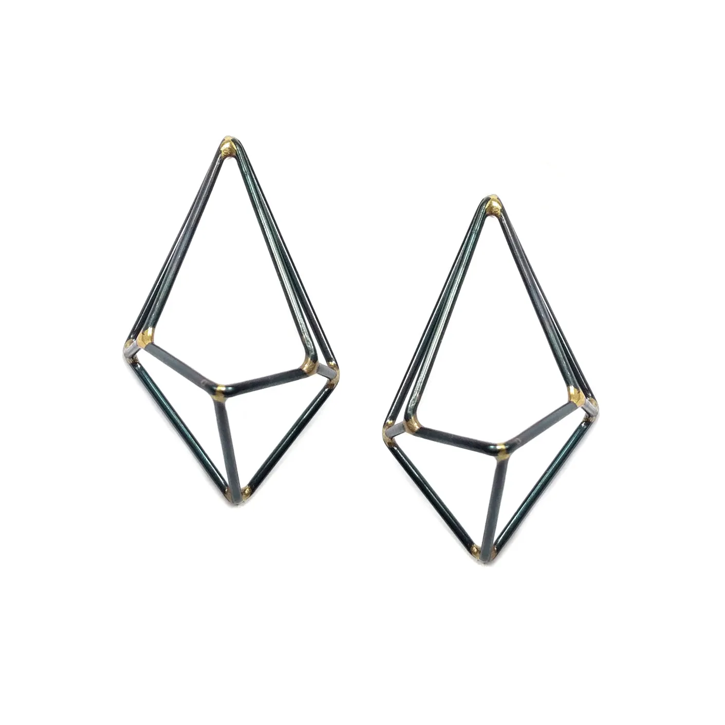 Crystalline Construction Earrings, Small, Multiple Colored Finishes