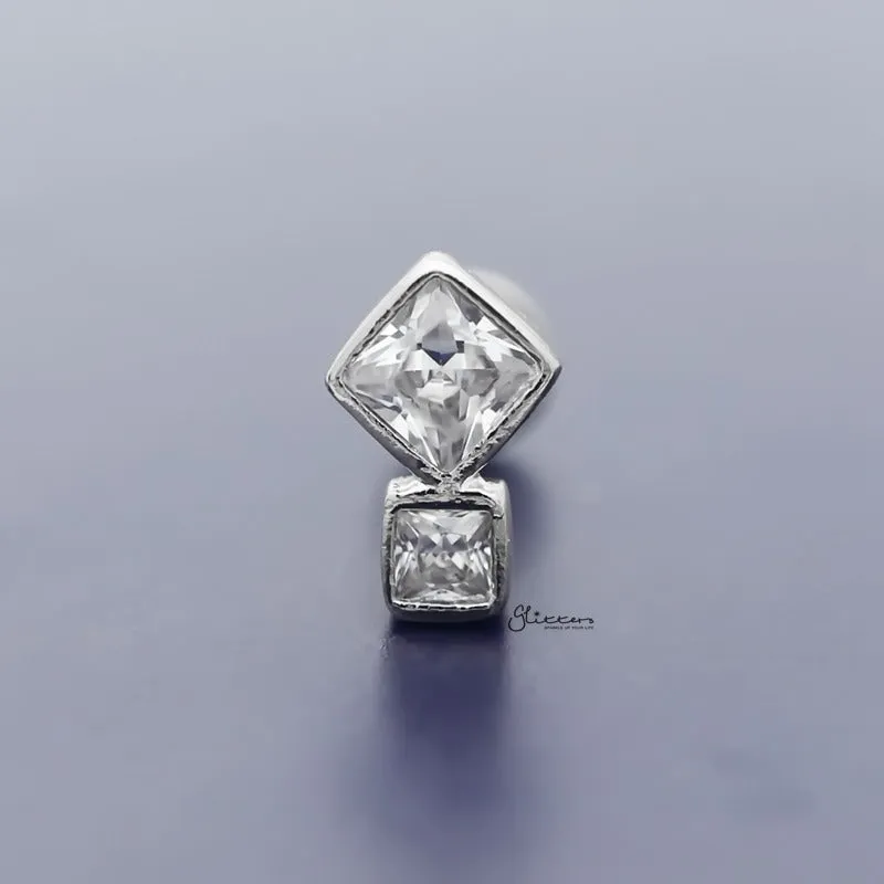 C.Z Rhombus Tragus Cartilage Earring - Ball End | Flat Back