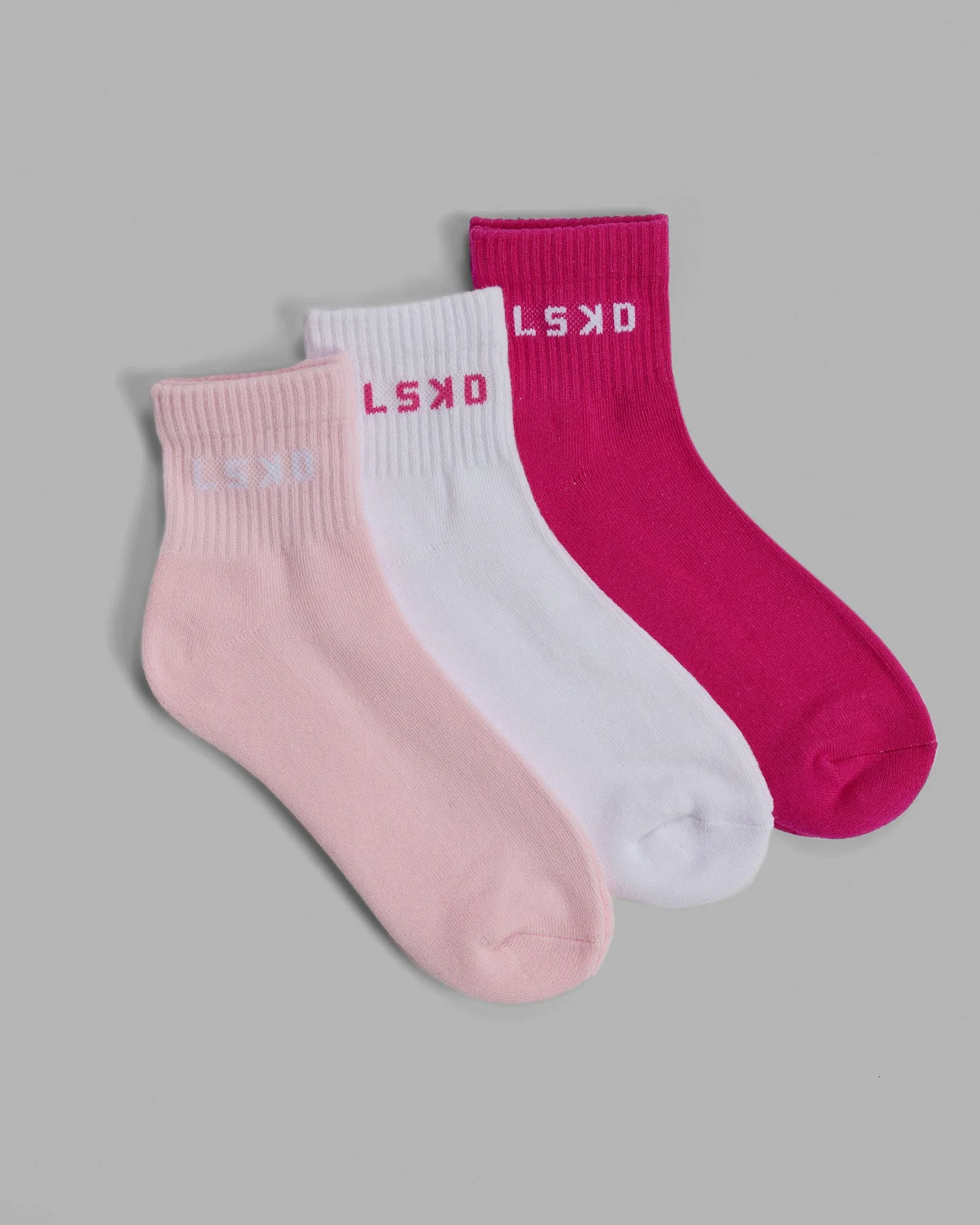 Daily 3 Pack Quarter Socks - Multi Pink