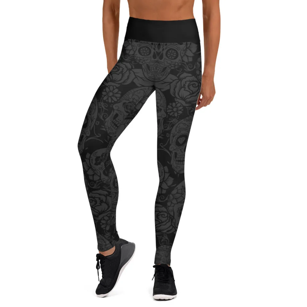 Dark Sugar Skull Yoga Leggings