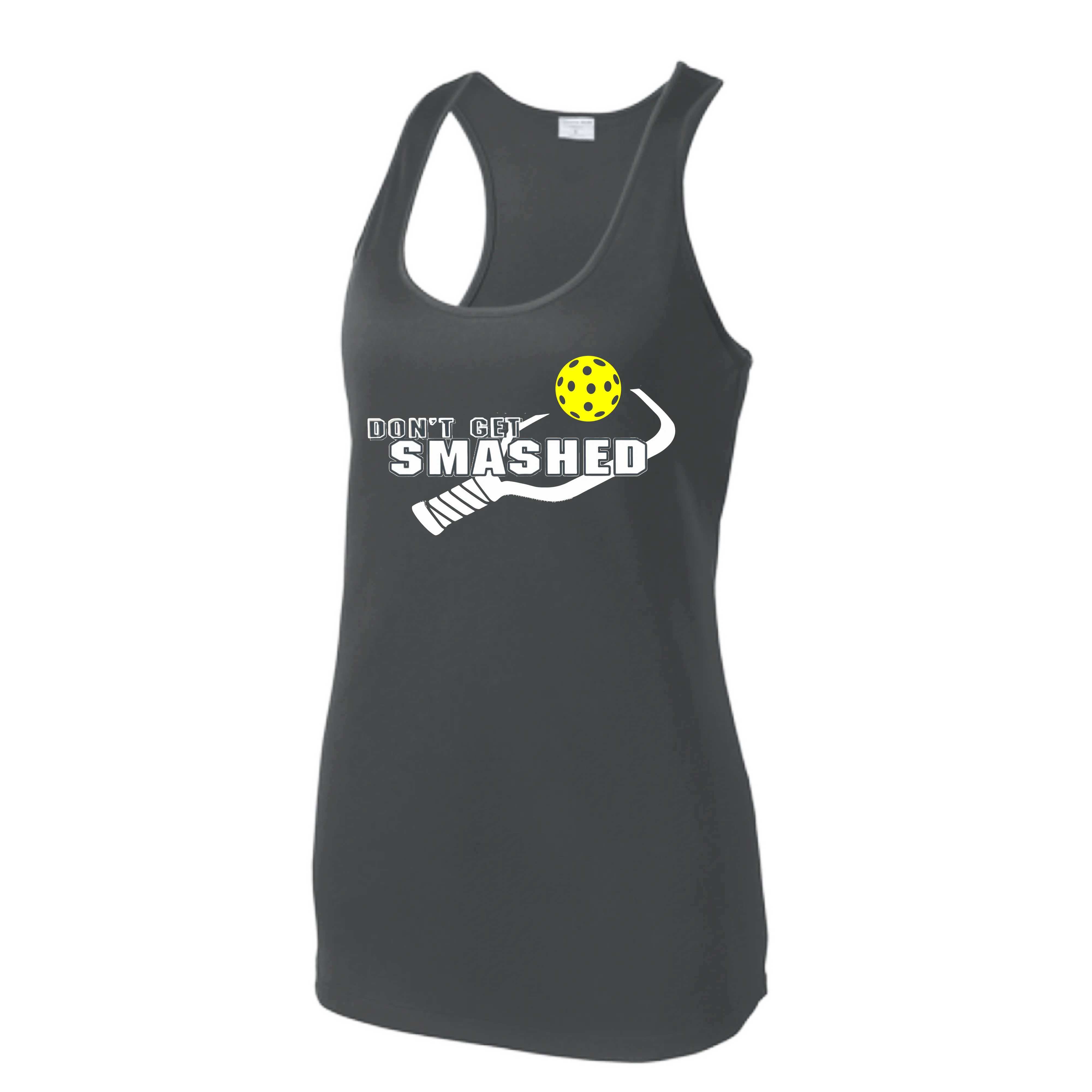 Don't Get Smashed (Colors Purple White Yellow) Customizable | Women’s Racerback Tank | 100% Polyester