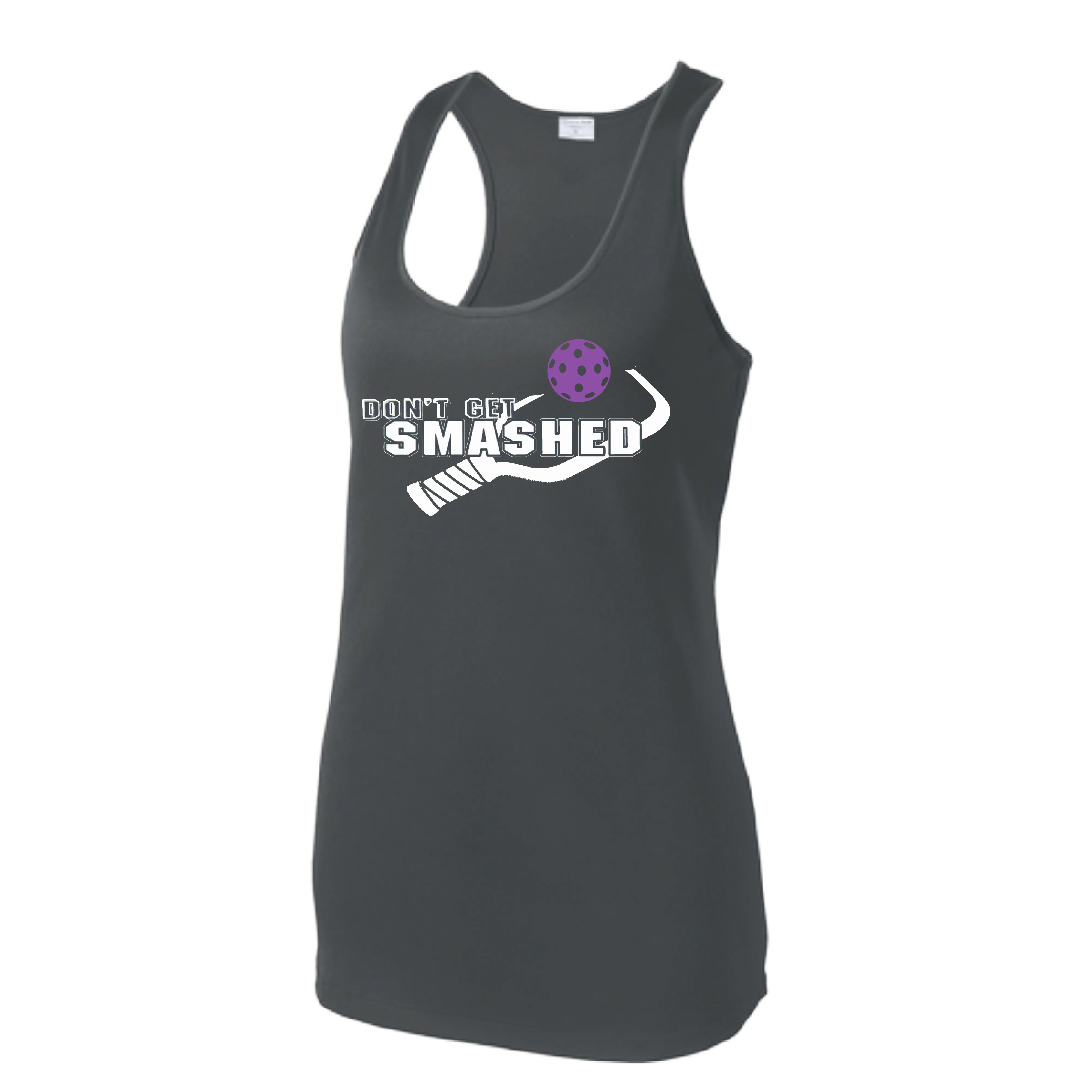 Don't Get Smashed (Colors Purple White Yellow) Customizable | Women’s Racerback Tank | 100% Polyester