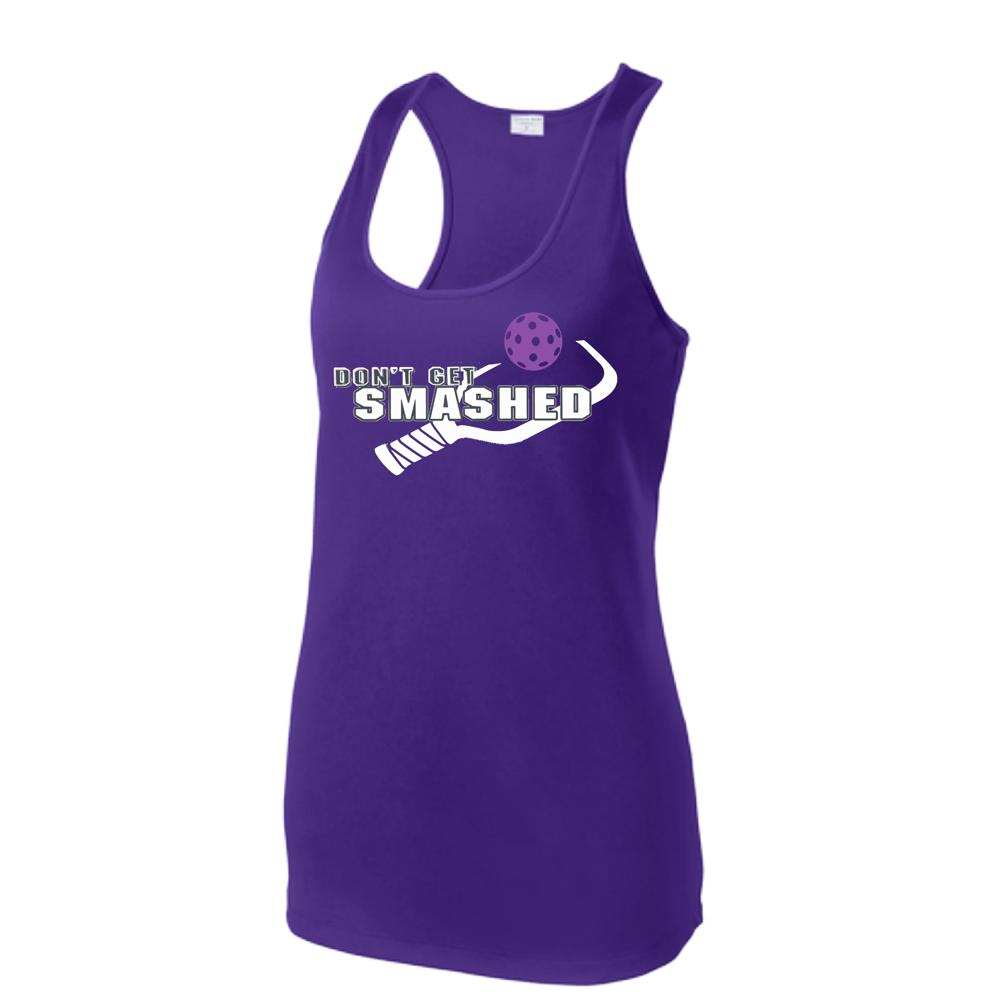 Don't Get Smashed (Colors Purple White Yellow) Customizable | Women’s Racerback Tank | 100% Polyester