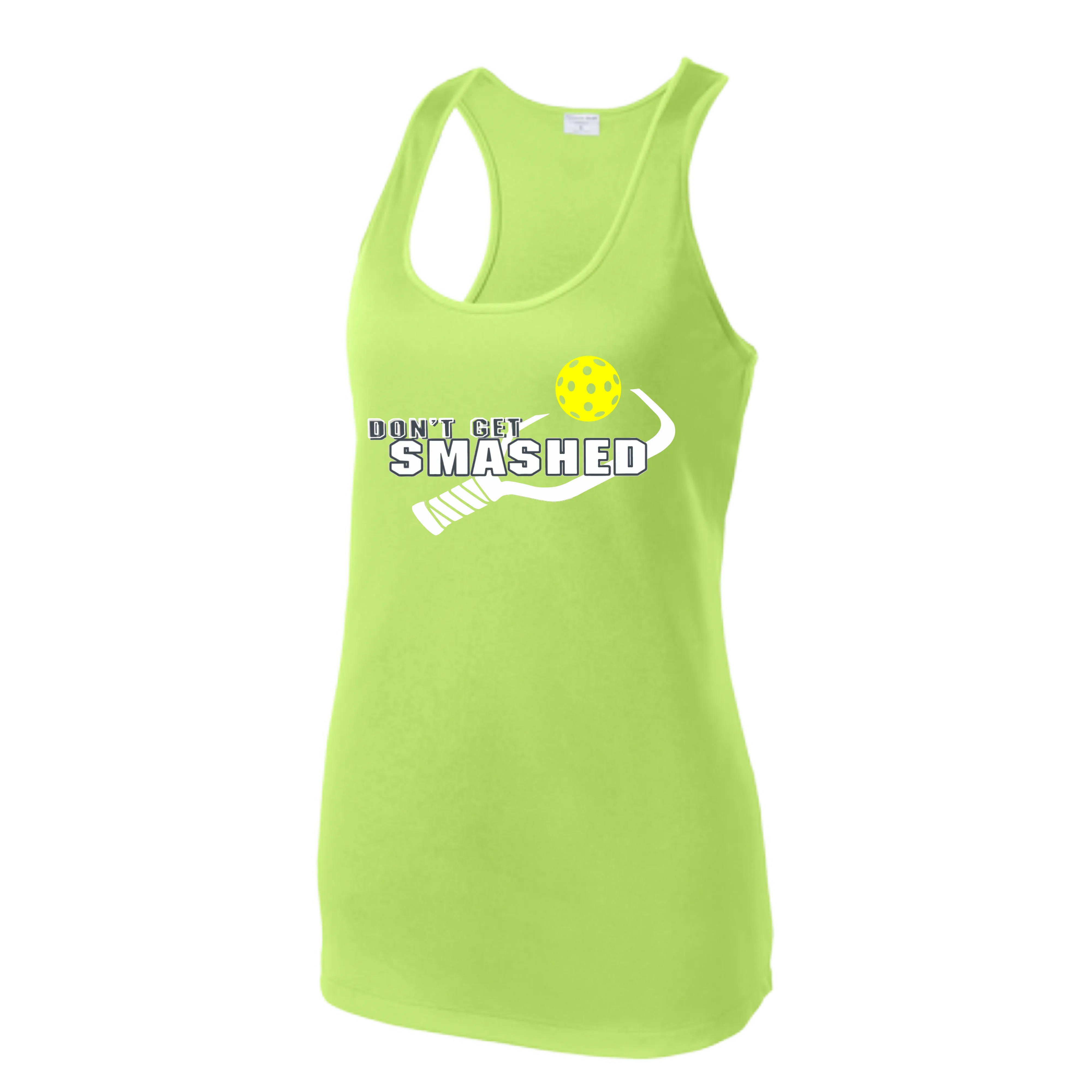 Don't Get Smashed (Colors Purple White Yellow) Customizable | Women’s Racerback Tank | 100% Polyester