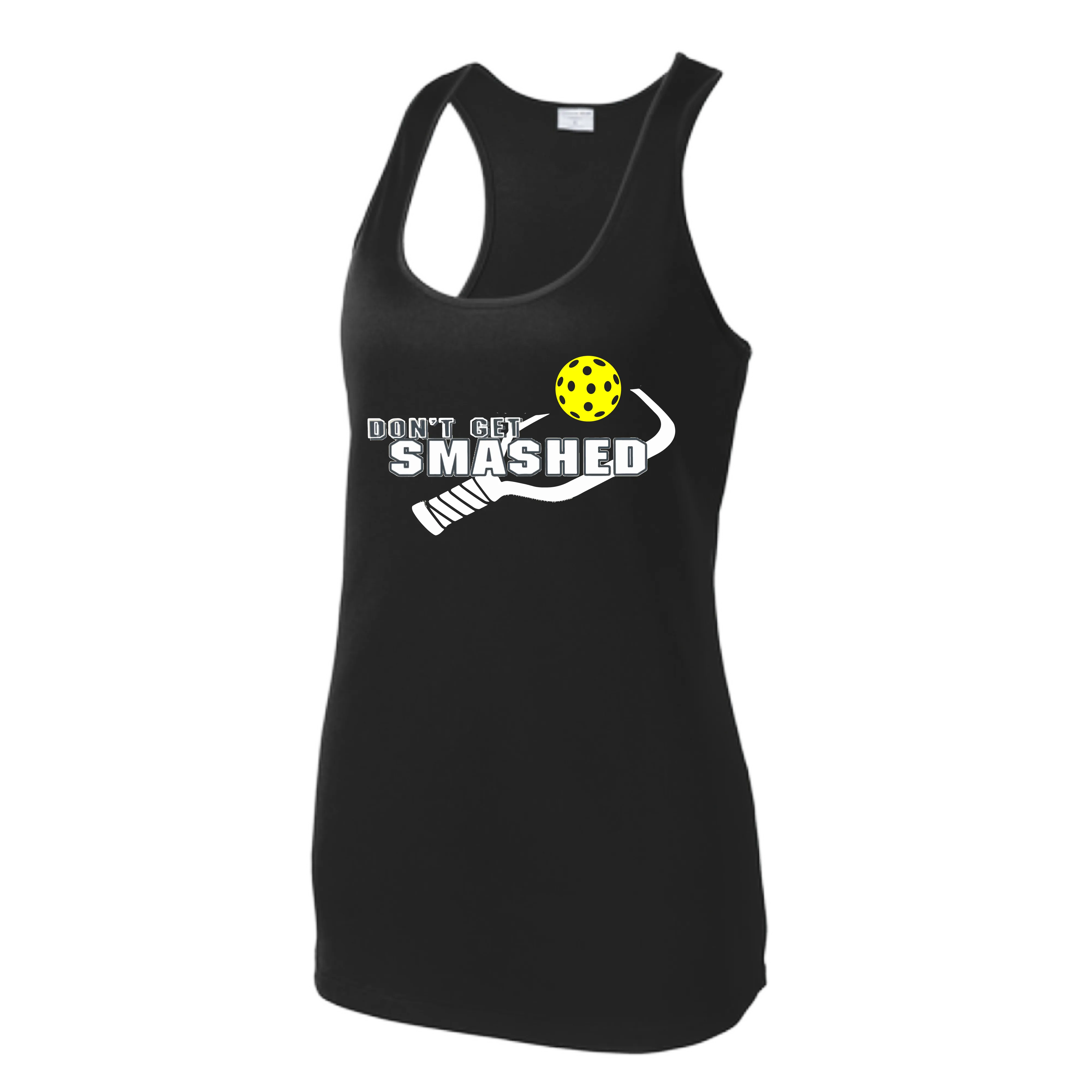 Don't Get Smashed (Colors Purple White Yellow) Customizable | Women’s Racerback Tank | 100% Polyester