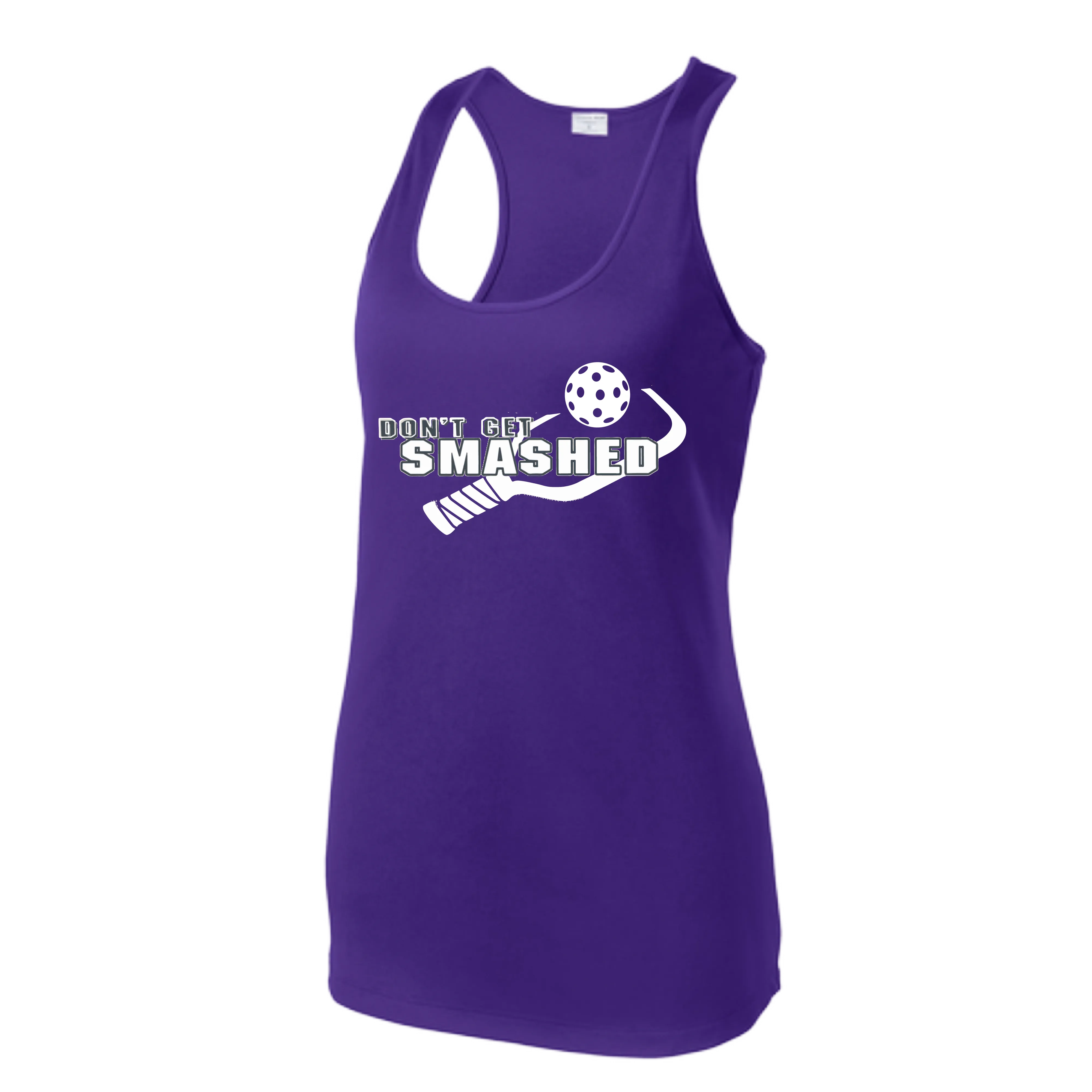 Don't Get Smashed (Colors Purple White Yellow) Customizable | Women’s Racerback Tank | 100% Polyester