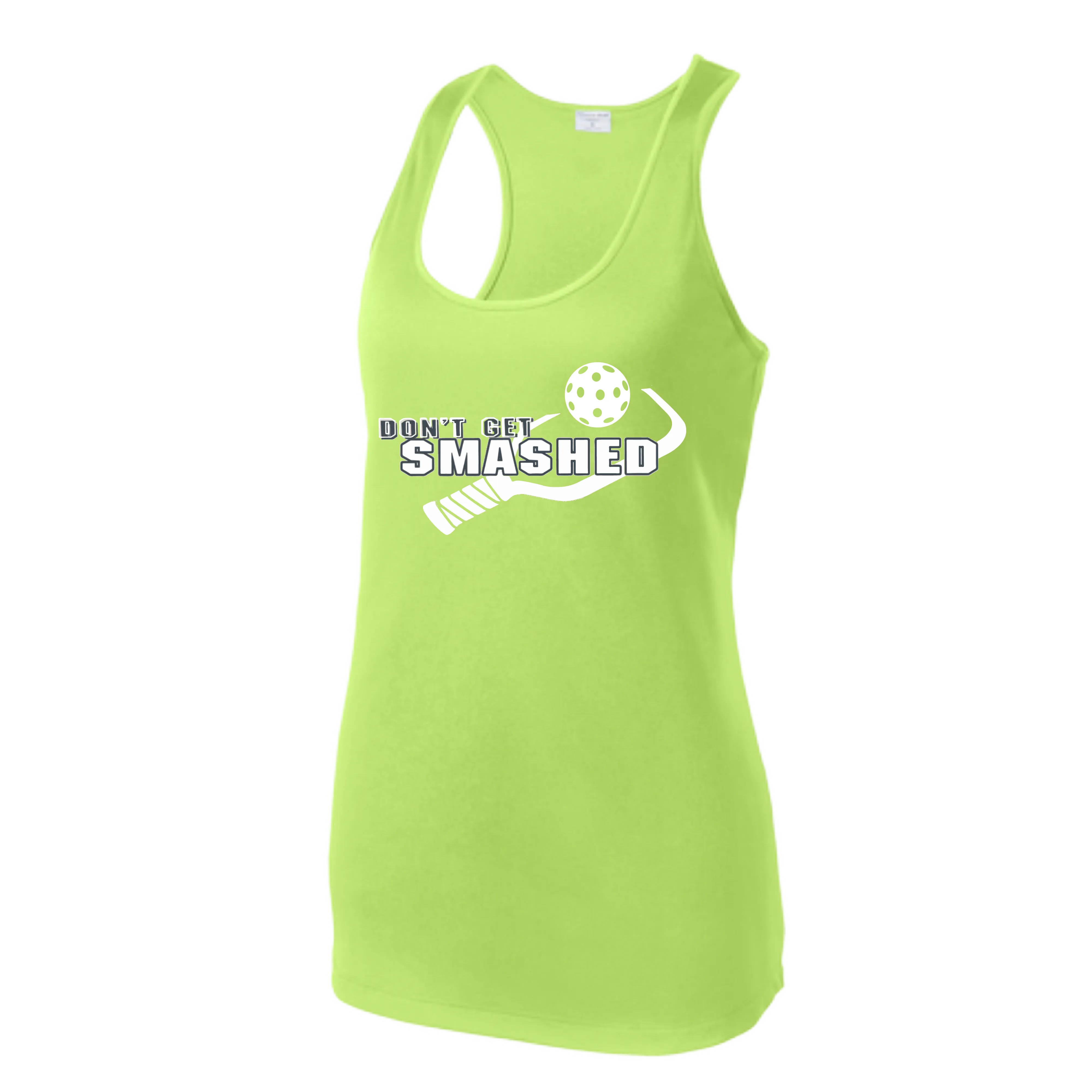 Don't Get Smashed (Colors Purple White Yellow) Customizable | Women’s Racerback Tank | 100% Polyester