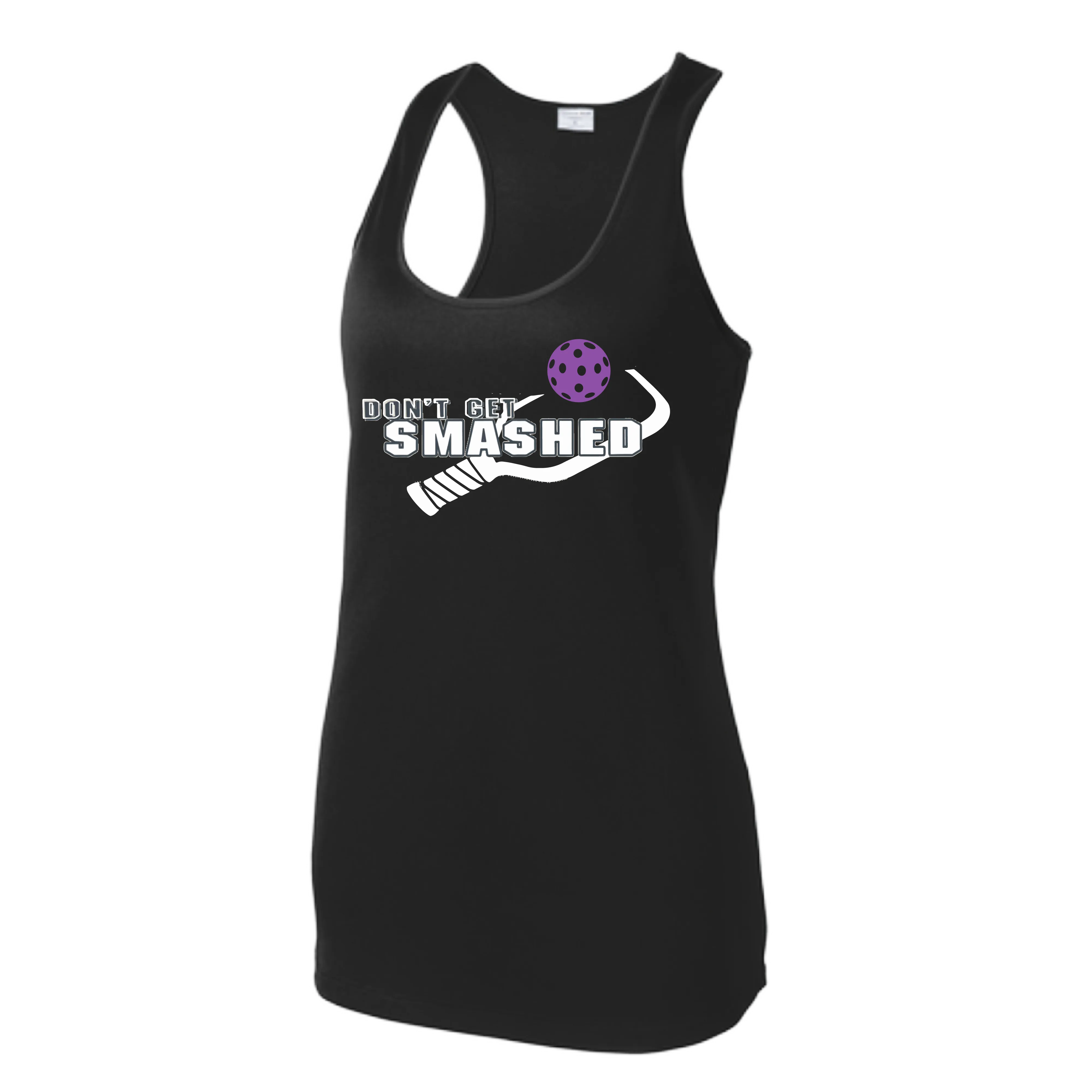 Don't Get Smashed (Colors Purple White Yellow) Customizable | Women’s Racerback Tank | 100% Polyester