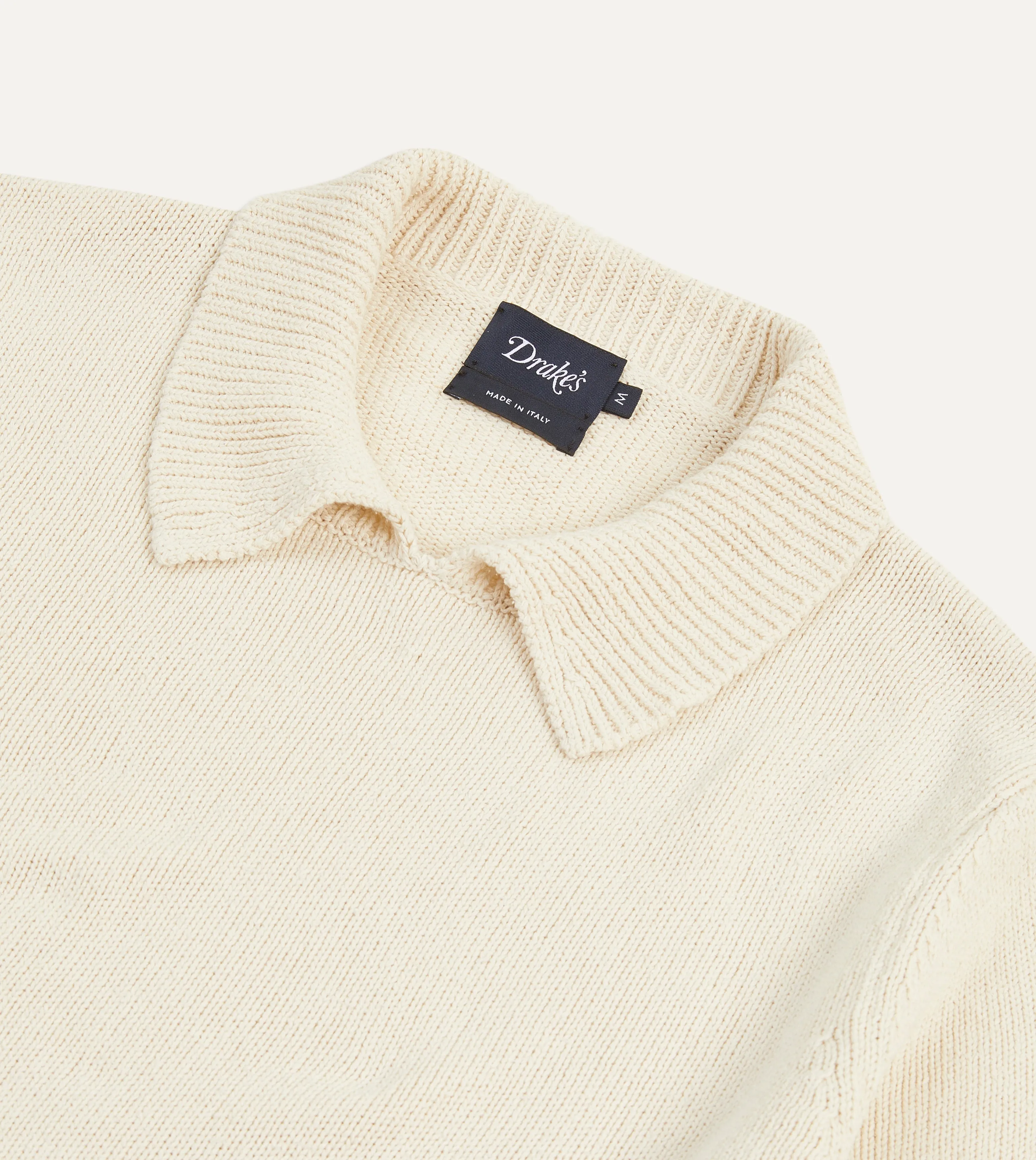 Ecru Silk Ribbed Integral Collar Jumper