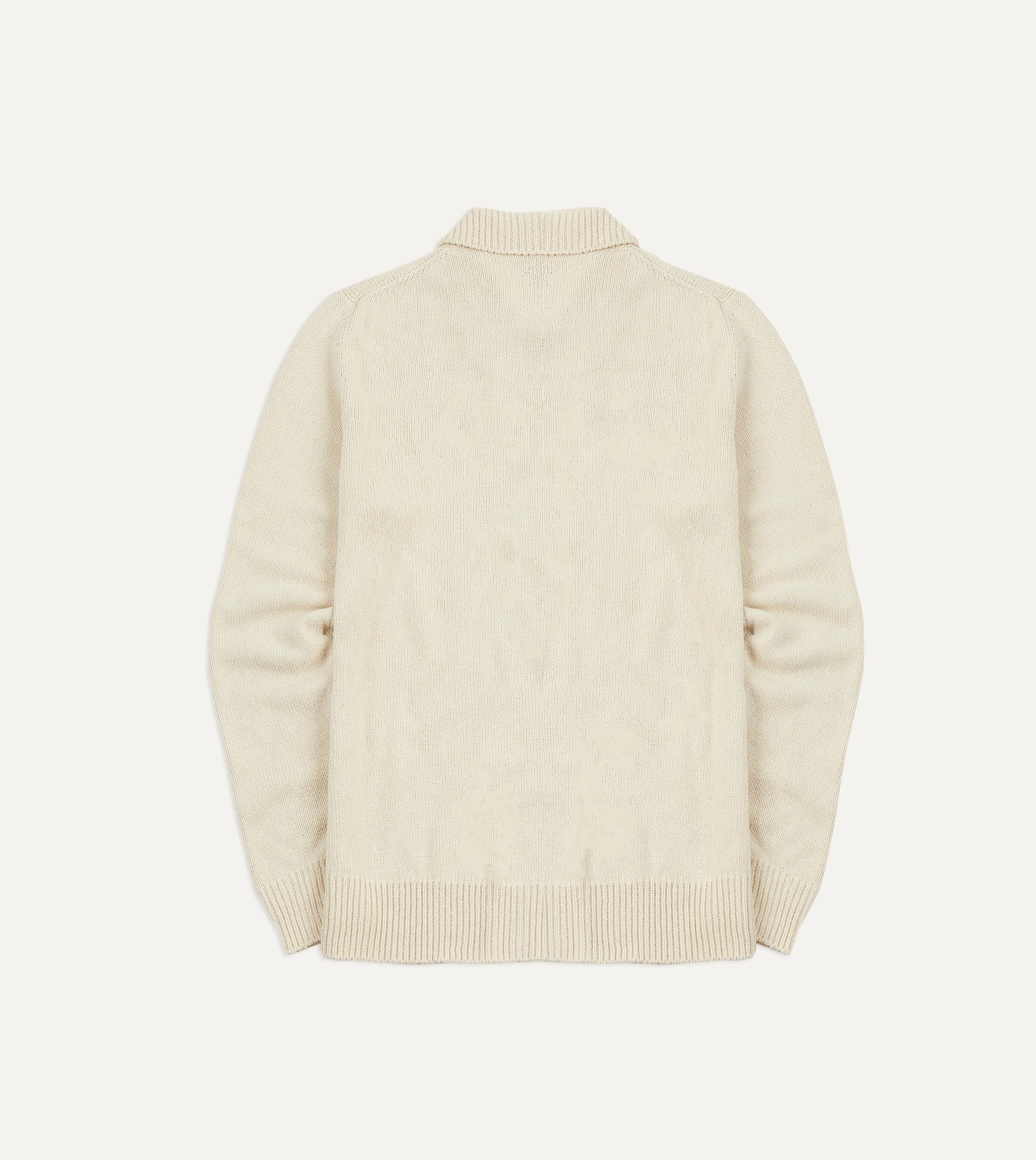 Ecru Silk Ribbed Integral Collar Jumper