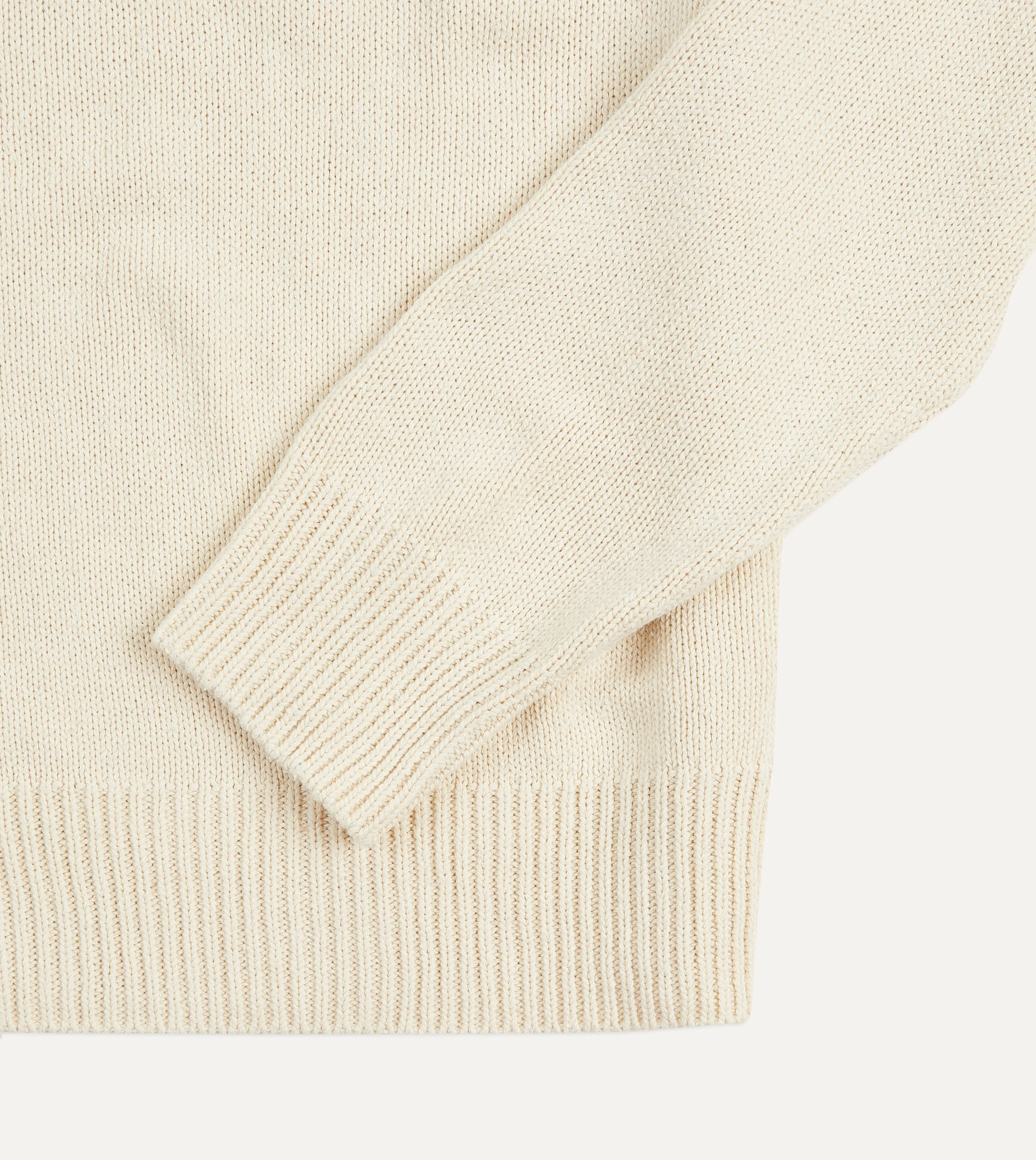 Ecru Silk Ribbed Integral Collar Jumper