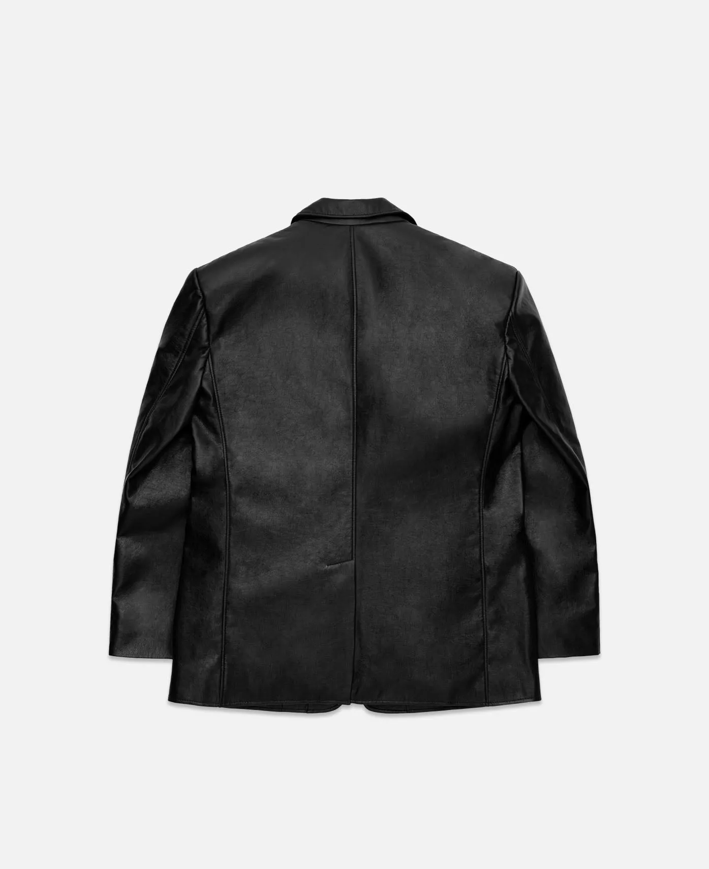 Faux Leather Oversized Tailored Jacket (Black)