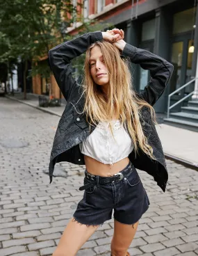 Free People Rumors Denim Jacket in Black